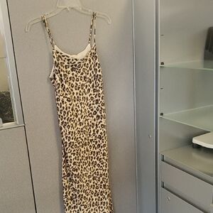 True Religion Cream and Brown Slip Midi Dress